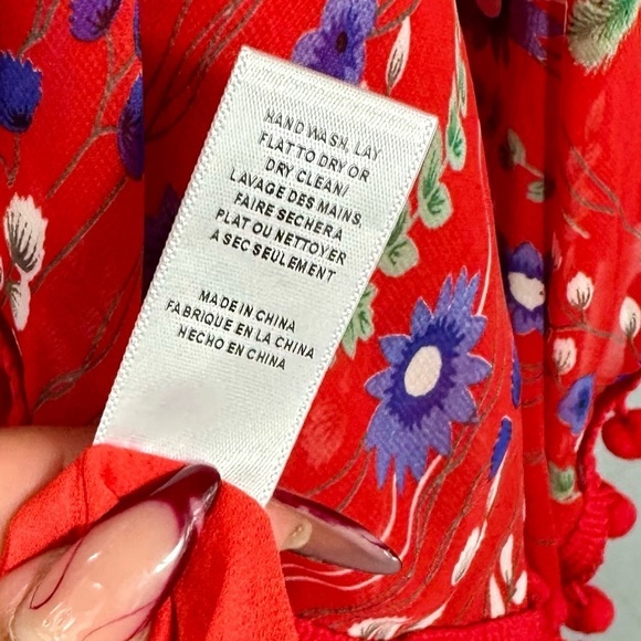 Allison New York red floral chiffon blouse size L - Picture 7 of 9